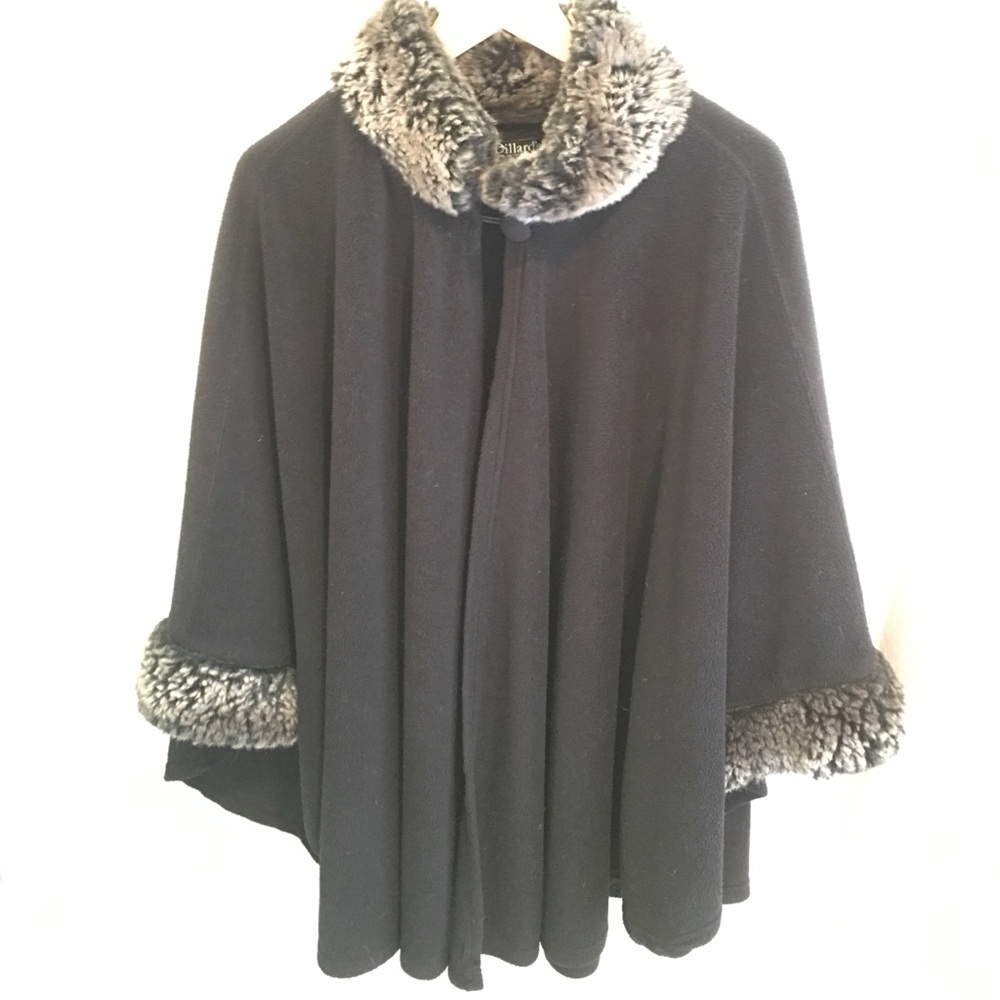 Dillards Black Faux Fur Cape
